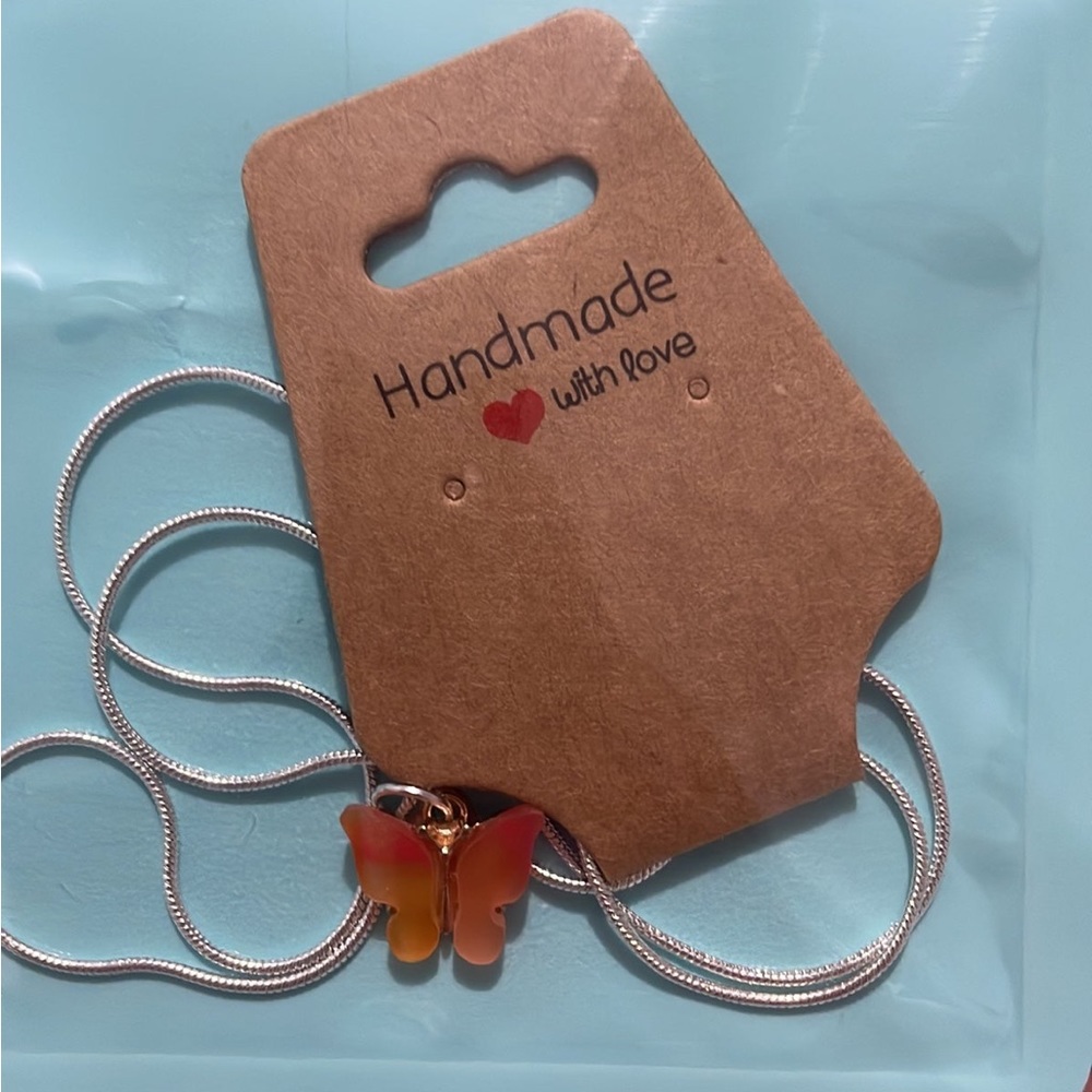 Fiery orange butterfly necklace